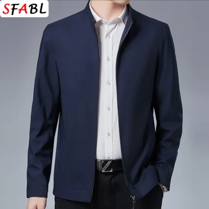Solid Quality Men's Jacket Business Casual Luxury Blazer for Men Zipper Jacket Office Dress Coat Spring Autumn New Outerwear 3XL